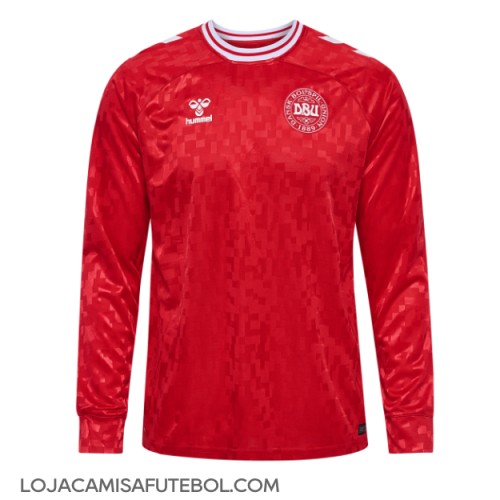 Camisa de Futebol Dinamarca Equipamento Principal Europeu 2024 Manga Comprida